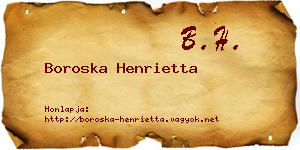 Boroska Henrietta névjegykártya